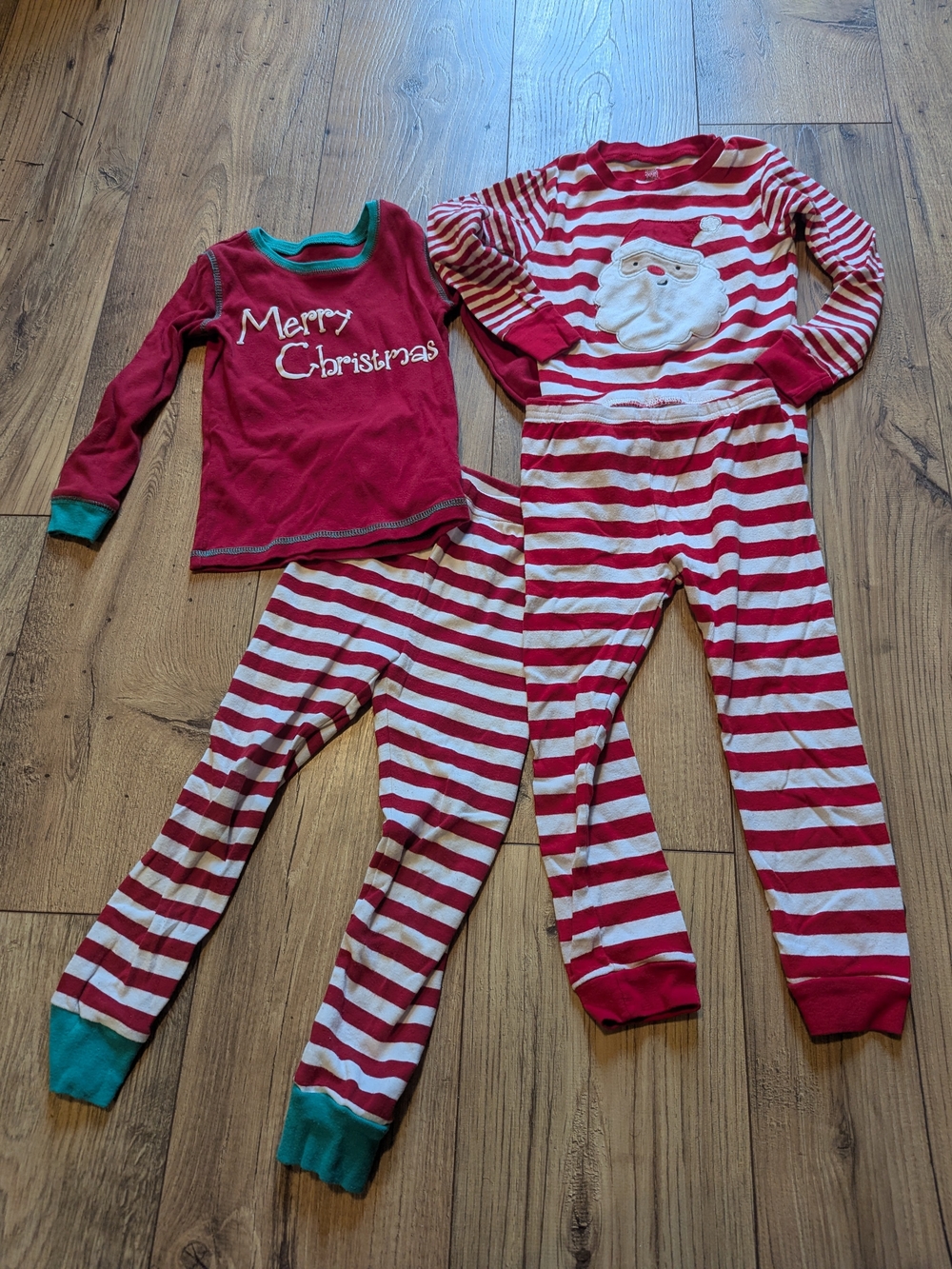 Carter's Red & White Striped Christmas Pajama Set with Merry Christmas Tee 4T